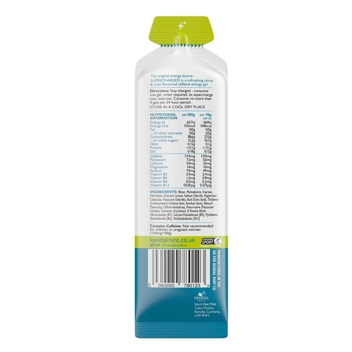 KMC NRG GEL+ Citrus & Mint Caffeine Flavour Bundle L (48x70g Gels)