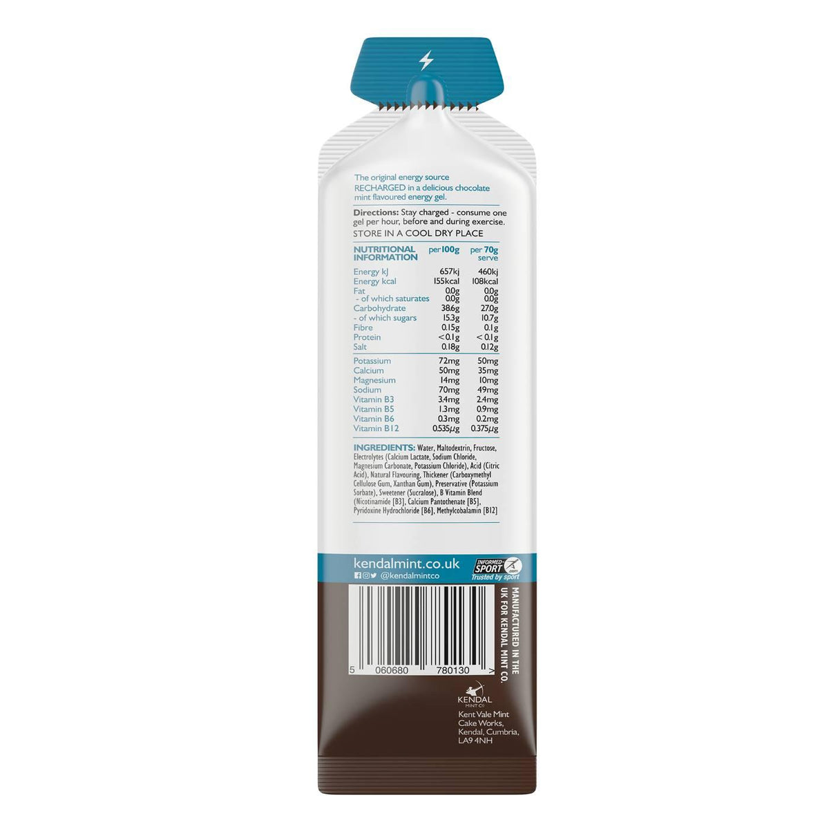 KMC NRG GEL Chocolate Mint Flavour Bundle L (48x70g Gels)